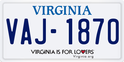 VA license plate VAJ1870