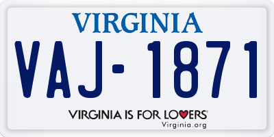 VA license plate VAJ1871
