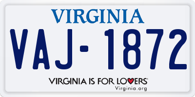 VA license plate VAJ1872