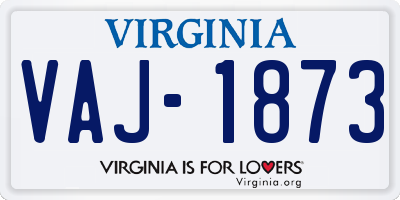 VA license plate VAJ1873