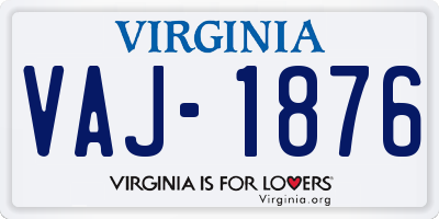 VA license plate VAJ1876
