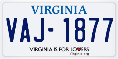 VA license plate VAJ1877