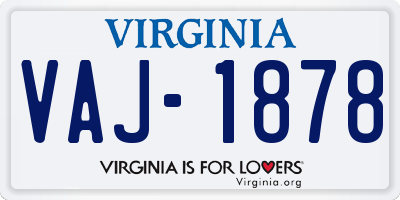 VA license plate VAJ1878