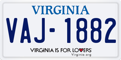 VA license plate VAJ1882