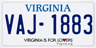 VA license plate VAJ1883