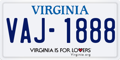 VA license plate VAJ1888