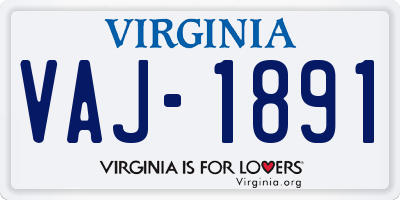 VA license plate VAJ1891