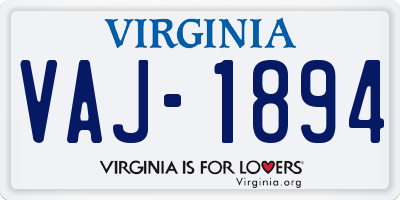 VA license plate VAJ1894