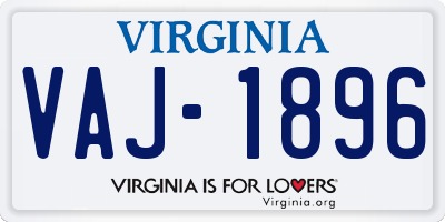 VA license plate VAJ1896