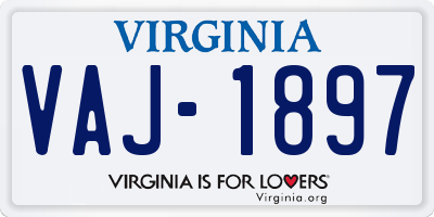 VA license plate VAJ1897
