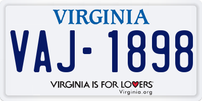 VA license plate VAJ1898