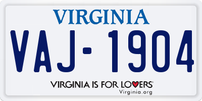 VA license plate VAJ1904