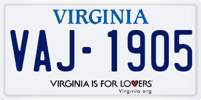 VA license plate VAJ1905