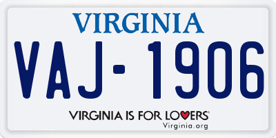 VA license plate VAJ1906