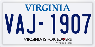 VA license plate VAJ1907