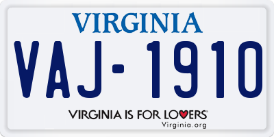 VA license plate VAJ1910