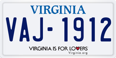 VA license plate VAJ1912