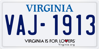 VA license plate VAJ1913