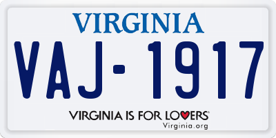 VA license plate VAJ1917