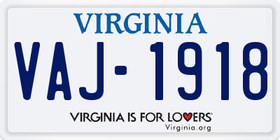 VA license plate VAJ1918