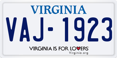 VA license plate VAJ1923
