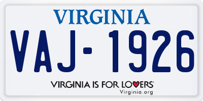 VA license plate VAJ1926