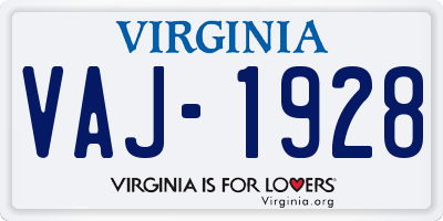 VA license plate VAJ1928