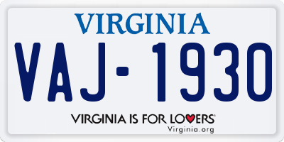 VA license plate VAJ1930