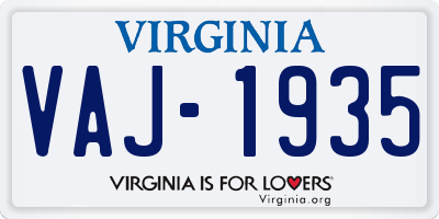VA license plate VAJ1935