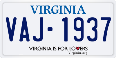 VA license plate VAJ1937