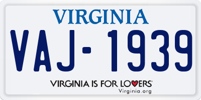 VA license plate VAJ1939