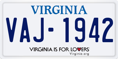 VA license plate VAJ1942