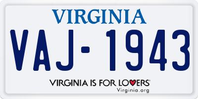 VA license plate VAJ1943