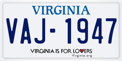 VA license plate VAJ1947