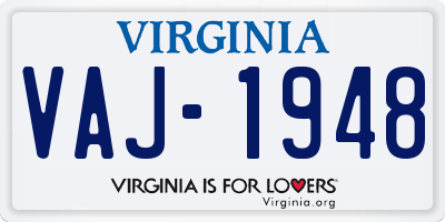 VA license plate VAJ1948