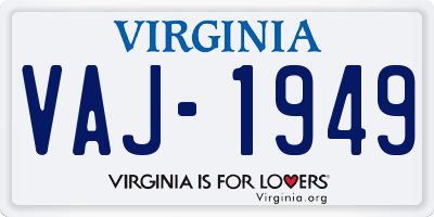 VA license plate VAJ1949