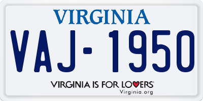 VA license plate VAJ1950