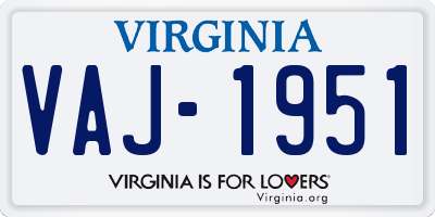 VA license plate VAJ1951