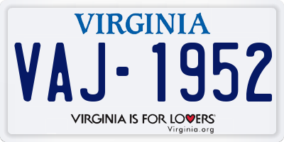 VA license plate VAJ1952