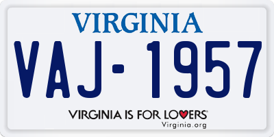 VA license plate VAJ1957