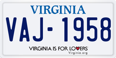 VA license plate VAJ1958