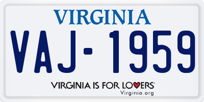 VA license plate VAJ1959