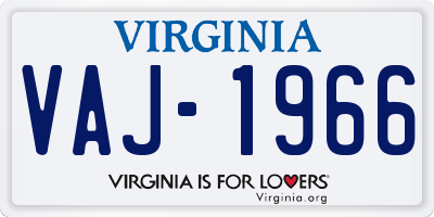 VA license plate VAJ1966