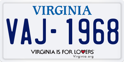 VA license plate VAJ1968