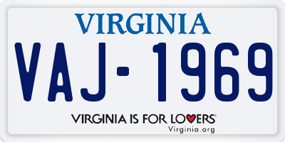 VA license plate VAJ1969