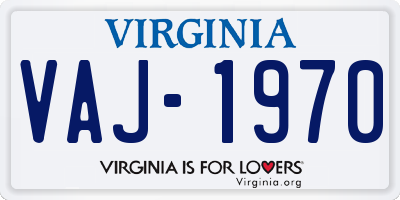 VA license plate VAJ1970