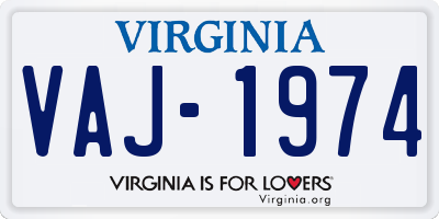 VA license plate VAJ1974