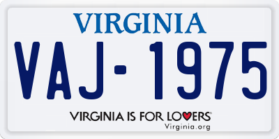 VA license plate VAJ1975