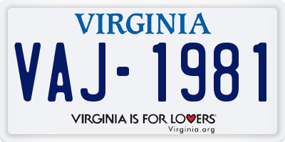 VA license plate VAJ1981