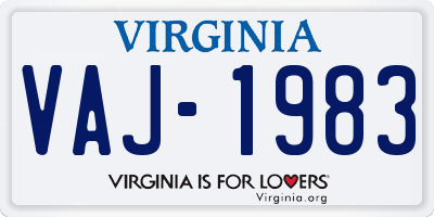 VA license plate VAJ1983